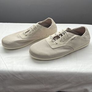 Olukai Waialua Lace Drop-In-Heel Sneaker Shoe Womens Size 9 Ivory Comfort Casual